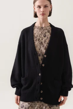 ALPACA SLOUCH CARDIGAN BLACK