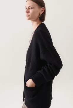 ALPACA SLOUCH CARDIGAN BLACK