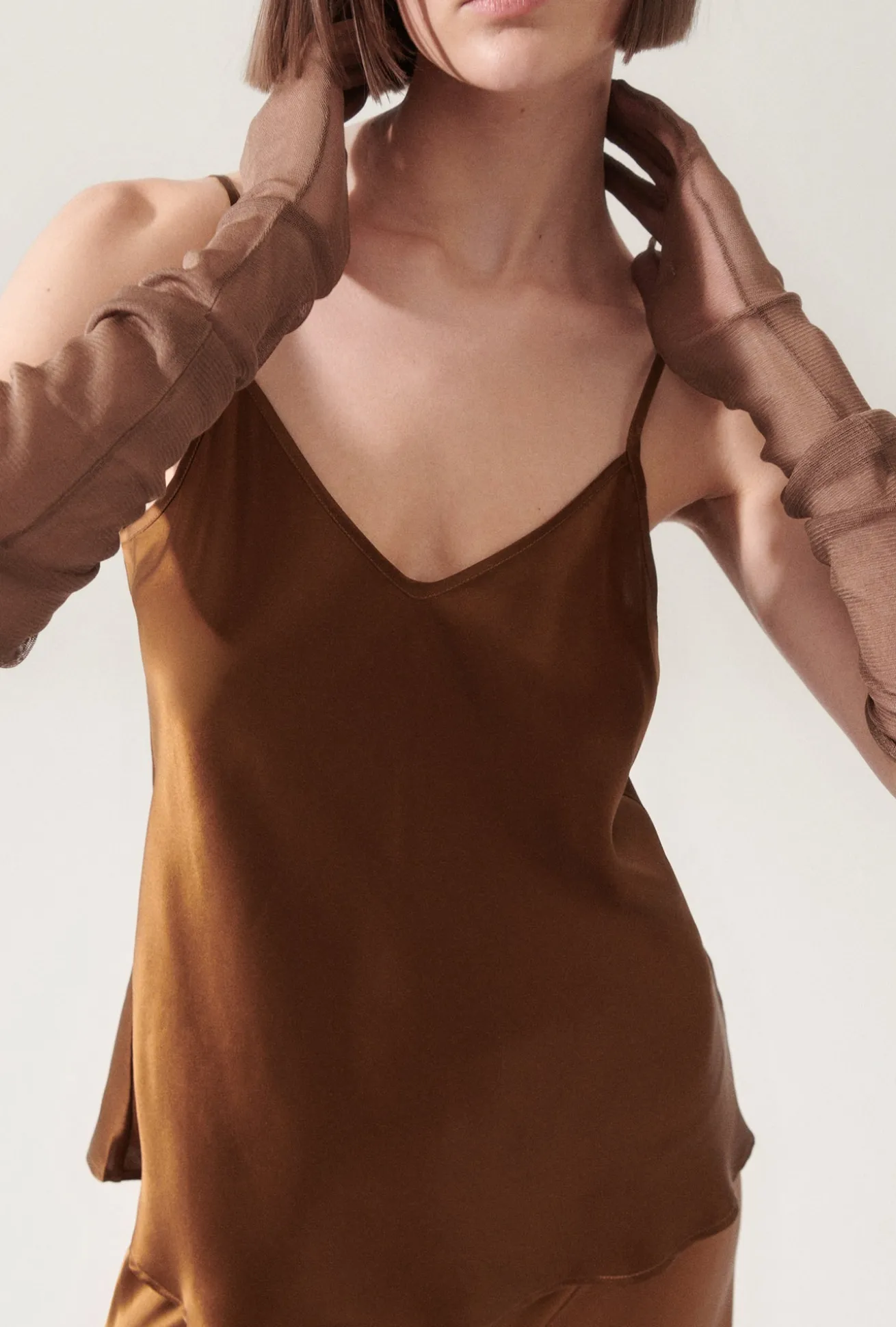 BIAS CUT CAMI VAN DYKE BROWN