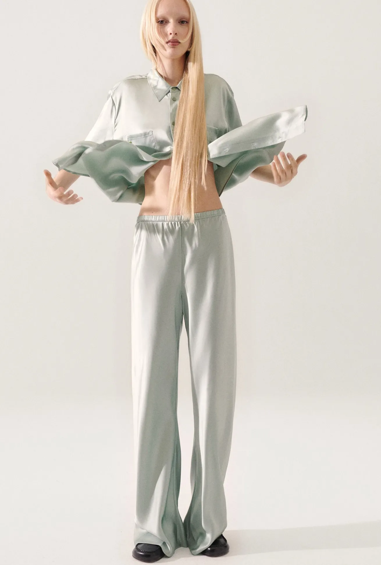 BIAS CUT PANTS ALABASTER