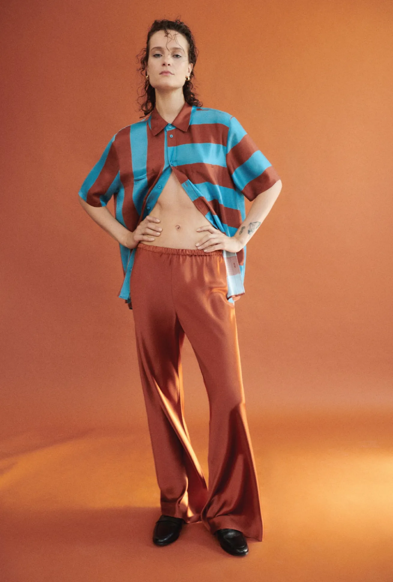 BIAS CUT PANTS UMBER
