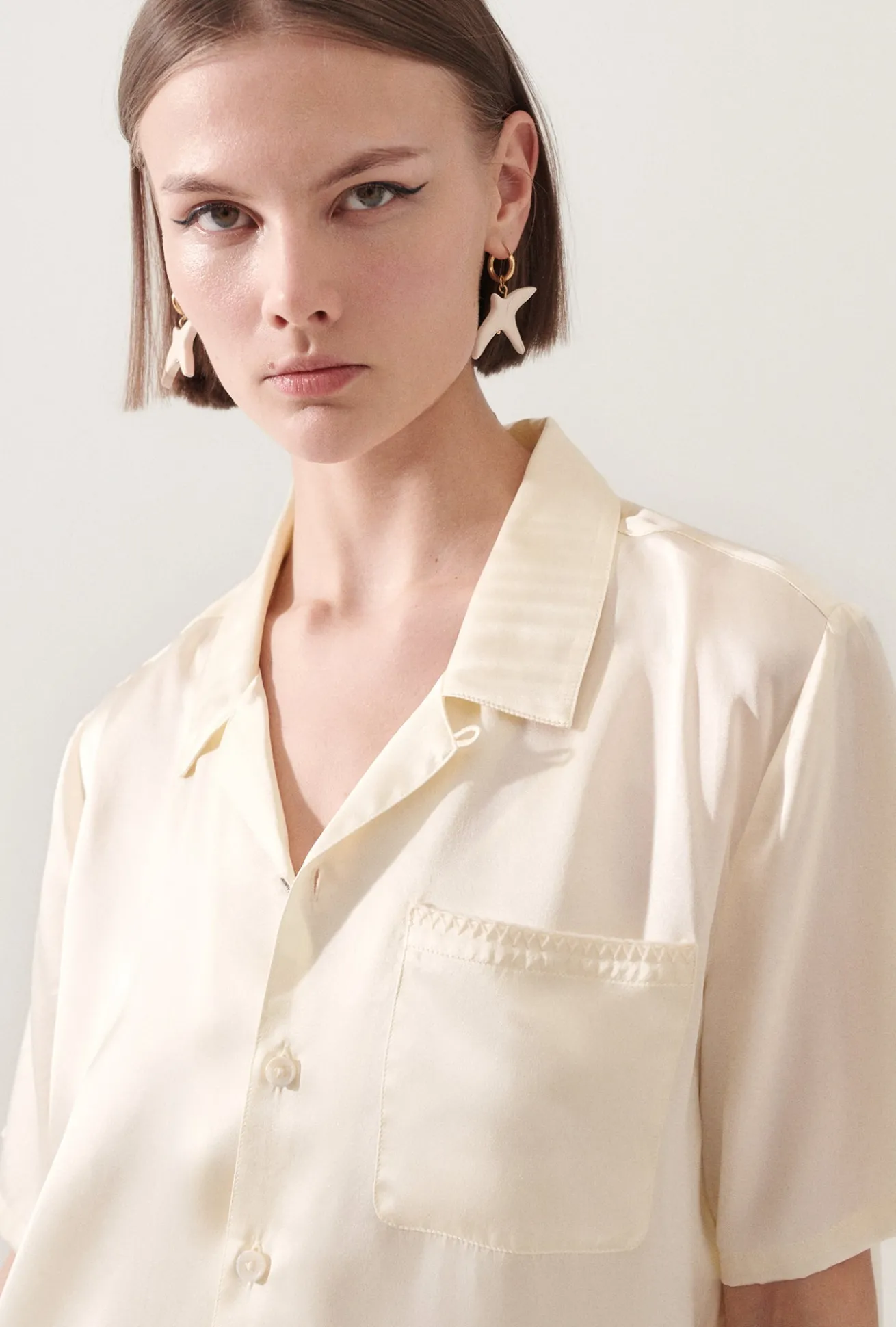 CAMP SHIRT BLANKET STITCH OFF-WHITE