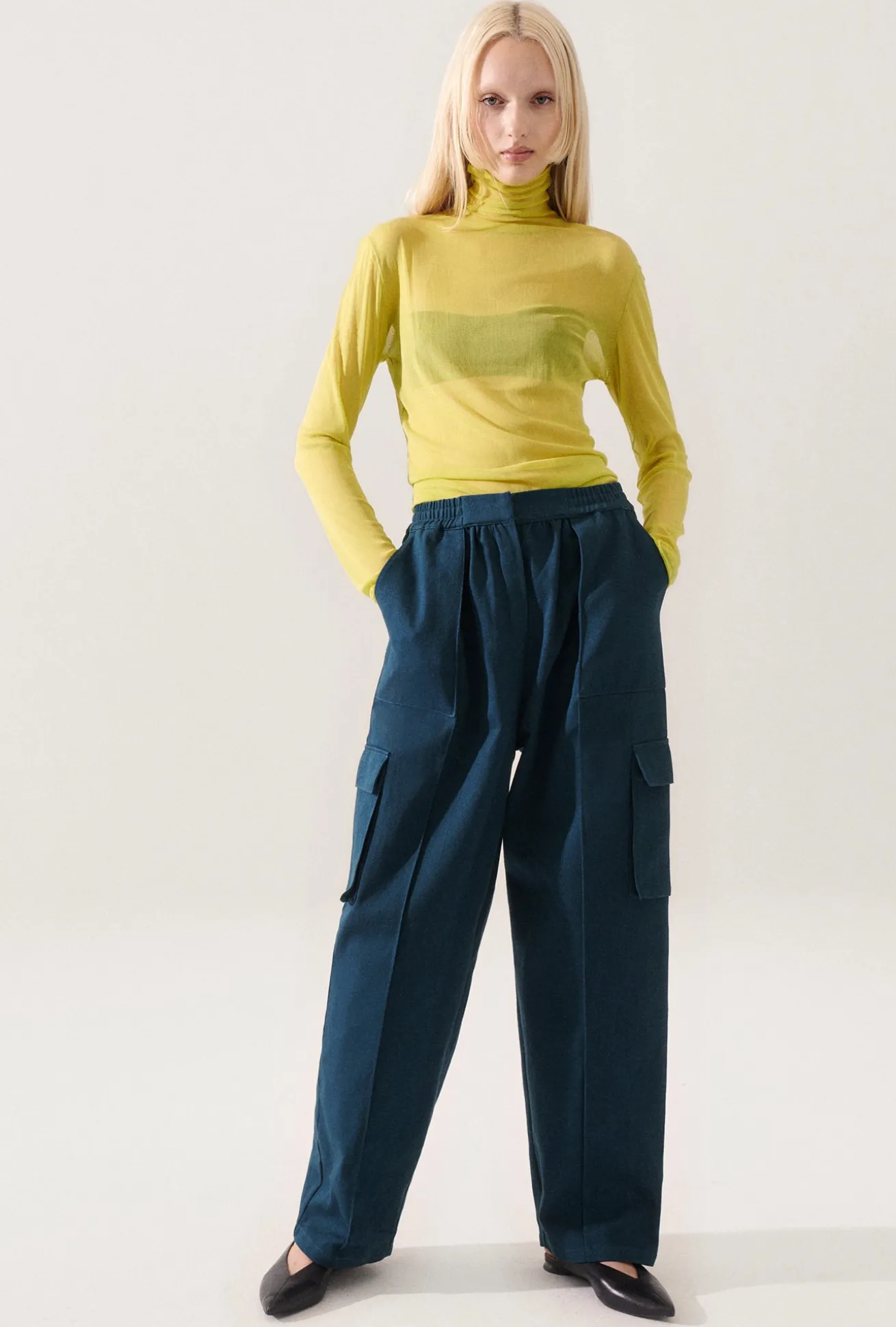 CANVAS CARGO PANTS TEAL