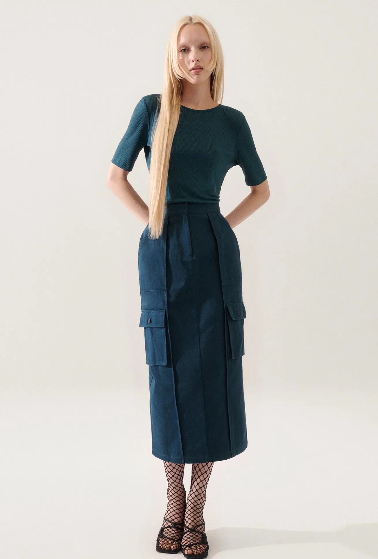 CANVAS CARGO SKIRT TEAL