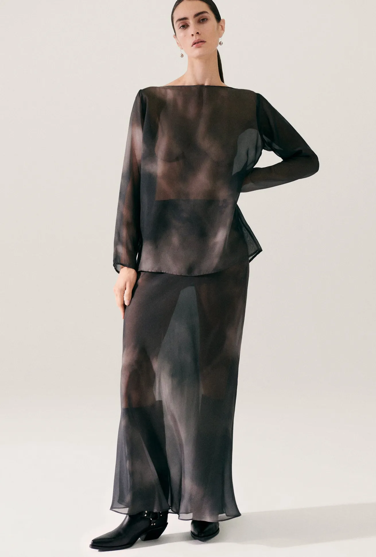 CHIFFON AUDREY TOP SMOKE