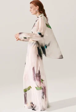 CHIFFON LONG BIAS CUT SKIRT PHOSPHATE