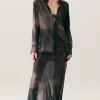 CHIFFON LONG BIAS CUT SKIRT SMOKE