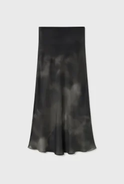 CHIFFON LONG BIAS CUT SKIRT SMOKE