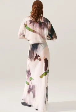 CHIFFON LONG BIAS CUT SKIRT PHOSPHATE