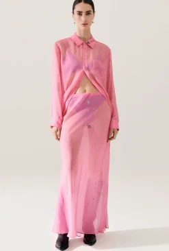 CHIFFON LONG BIAS CUT SKIRT HOG WASH