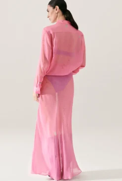 CHIFFON LONG BIAS CUT SKIRT HOG WASH