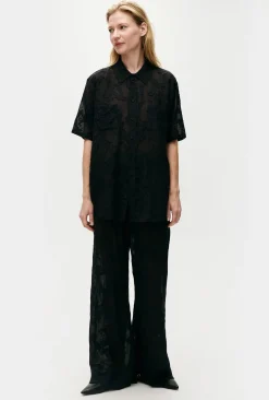 CLIP SILK SHORT SLEEVE BOYFRIEND SHIRT TULIPA BLACK