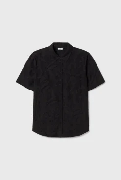CLIP SILK SHORT SLEEVE BOYFRIEND SHIRT TULIPA BLACK