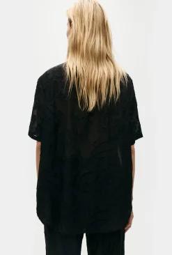CLIP SILK SHORT SLEEVE BOYFRIEND SHIRT TULIPA BLACK