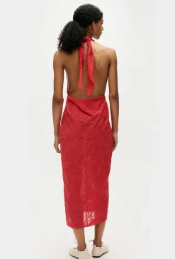 CLIP SILK WRAP SKIRT GERANIUM