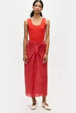 CLIP SILK WRAP SKIRT GERANIUM