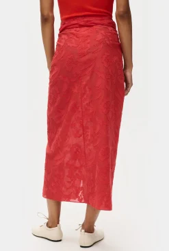 CLIP SILK WRAP SKIRT GERANIUM