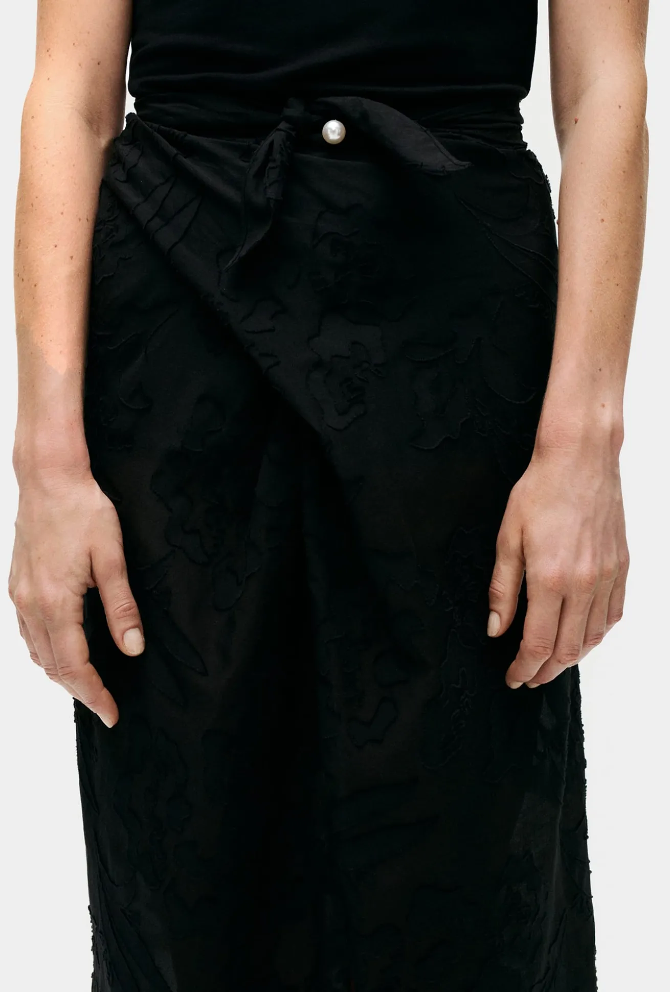 CLIP SILK WRAP SKIRT TULIPA BLACK