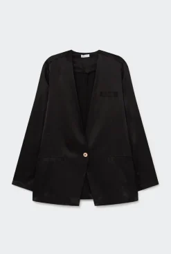 COLLARLESS BLAZER BLACK