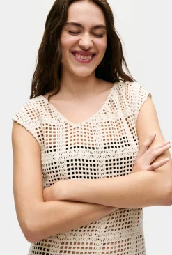 COTTON GRID GOT IT DRESS NATURAL