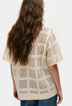 COTTON GRID GRANDPA SHIRT NATURAL