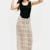 COTTON GRID LONG SKIRT NATURAL
