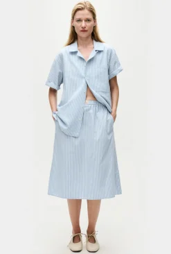 COTTON MIDI SKIRT STORM STRIPE