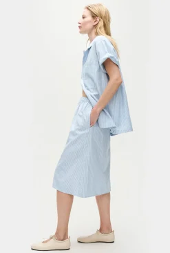 COTTON MIDI SKIRT STORM STRIPE