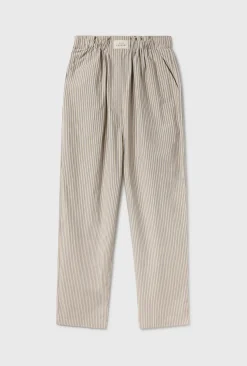 COTTON PAPER BAG PANTS SLATE STRIPE