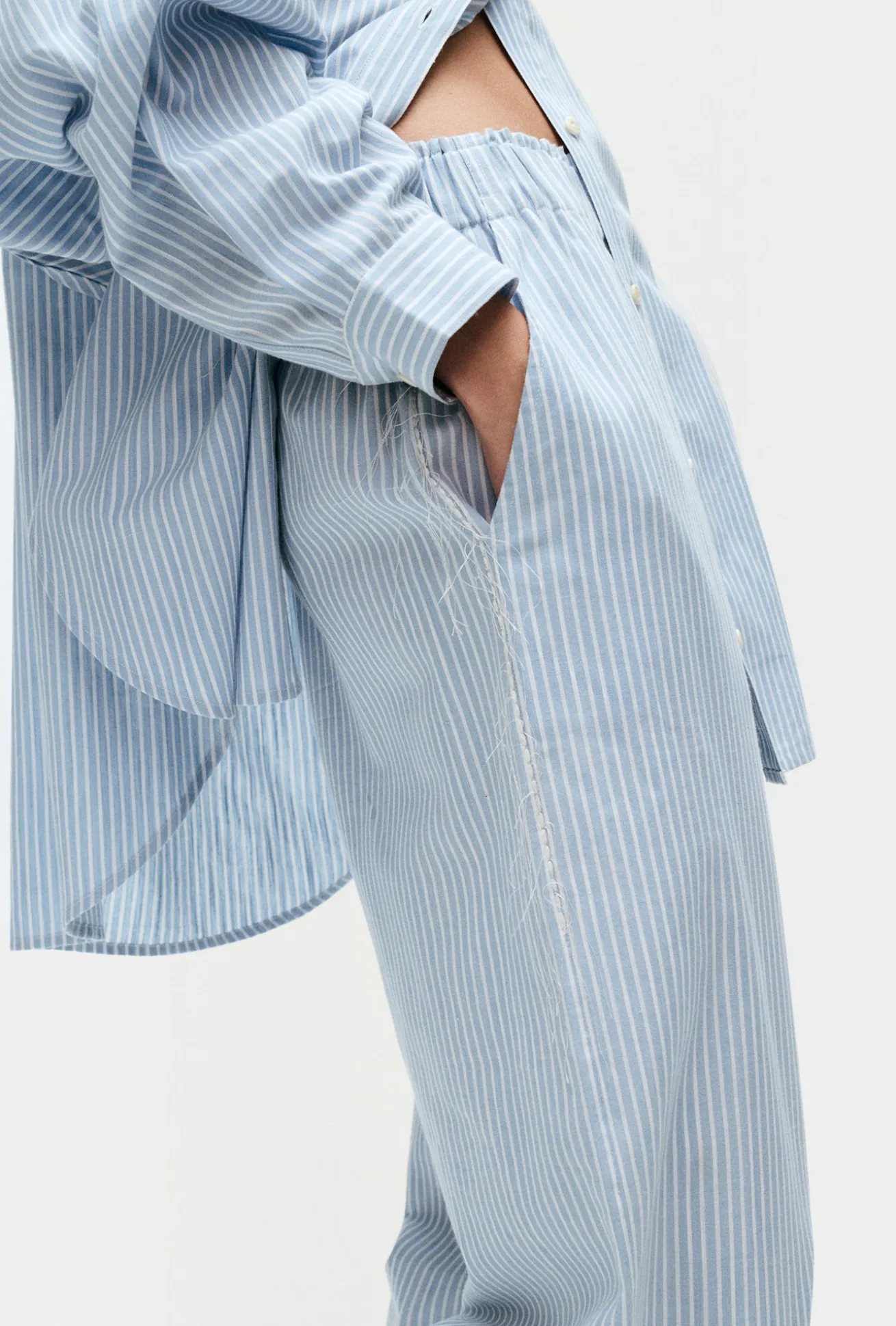 COTTON PAPER BAG PANTS STORM STRIPE