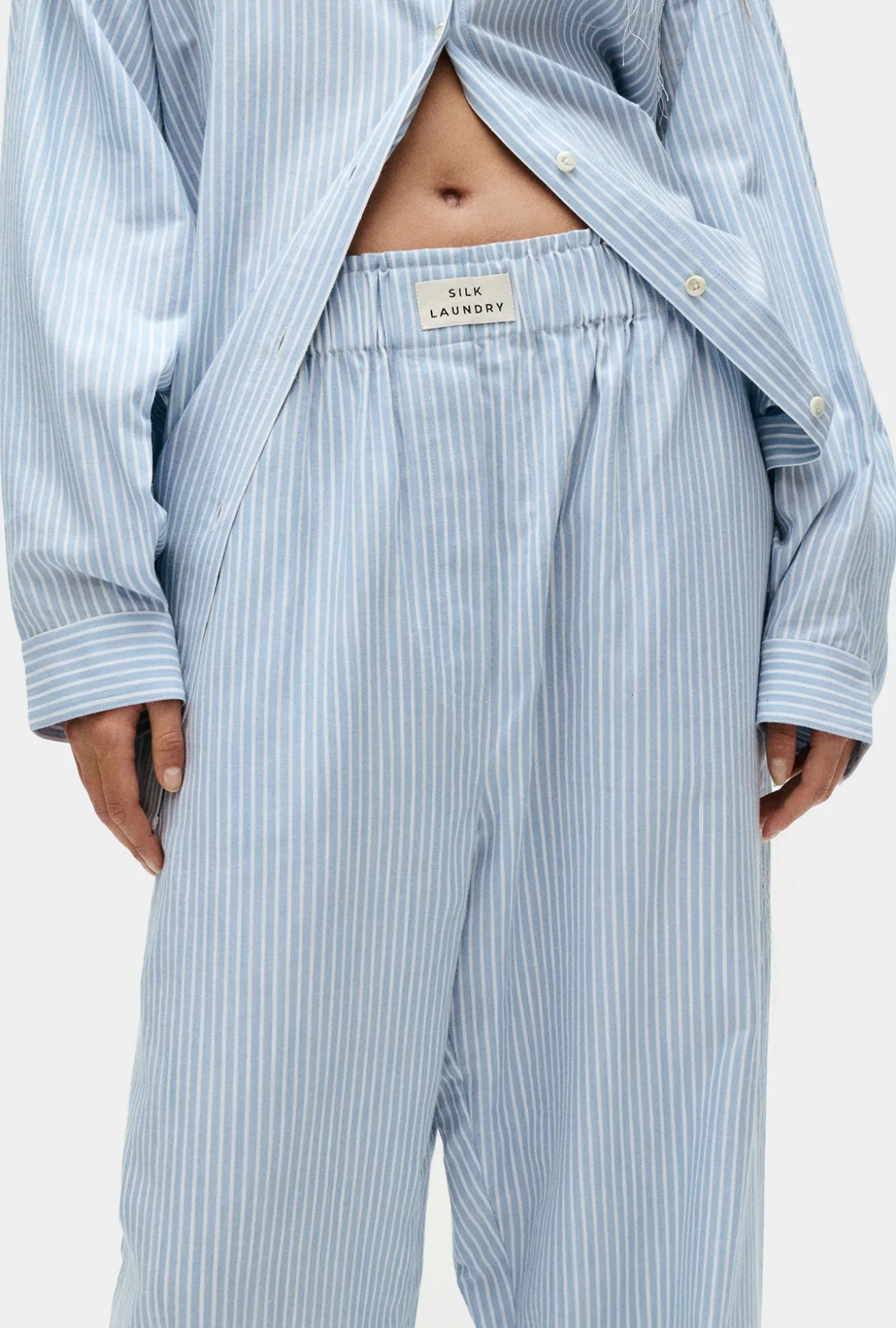 COTTON PAPER BAG PANTS STORM STRIPE