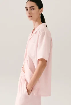 COTTON SILK CAMP SHIRT HYDROGEN