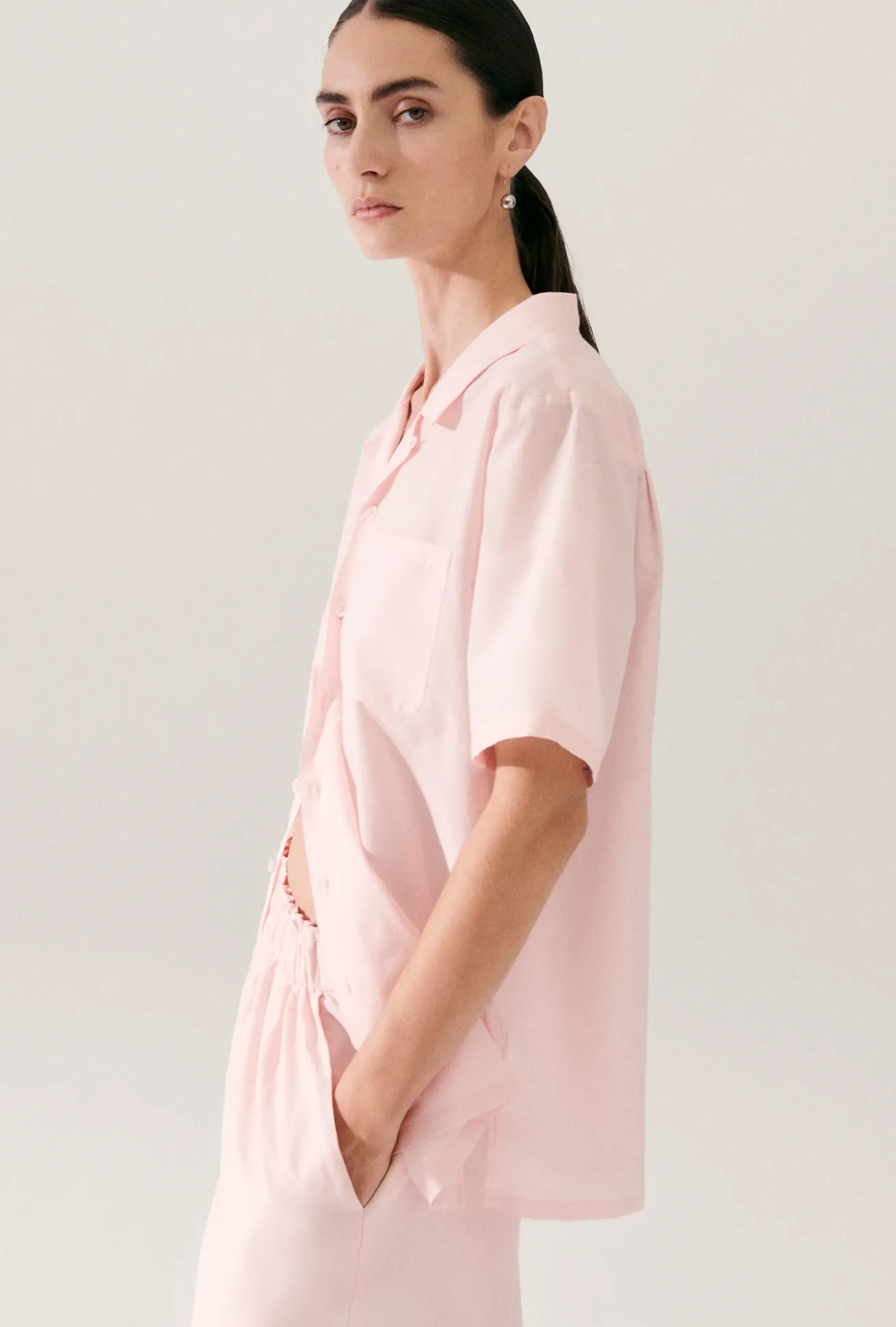 COTTON SILK CAMP SHIRT HYDROGEN