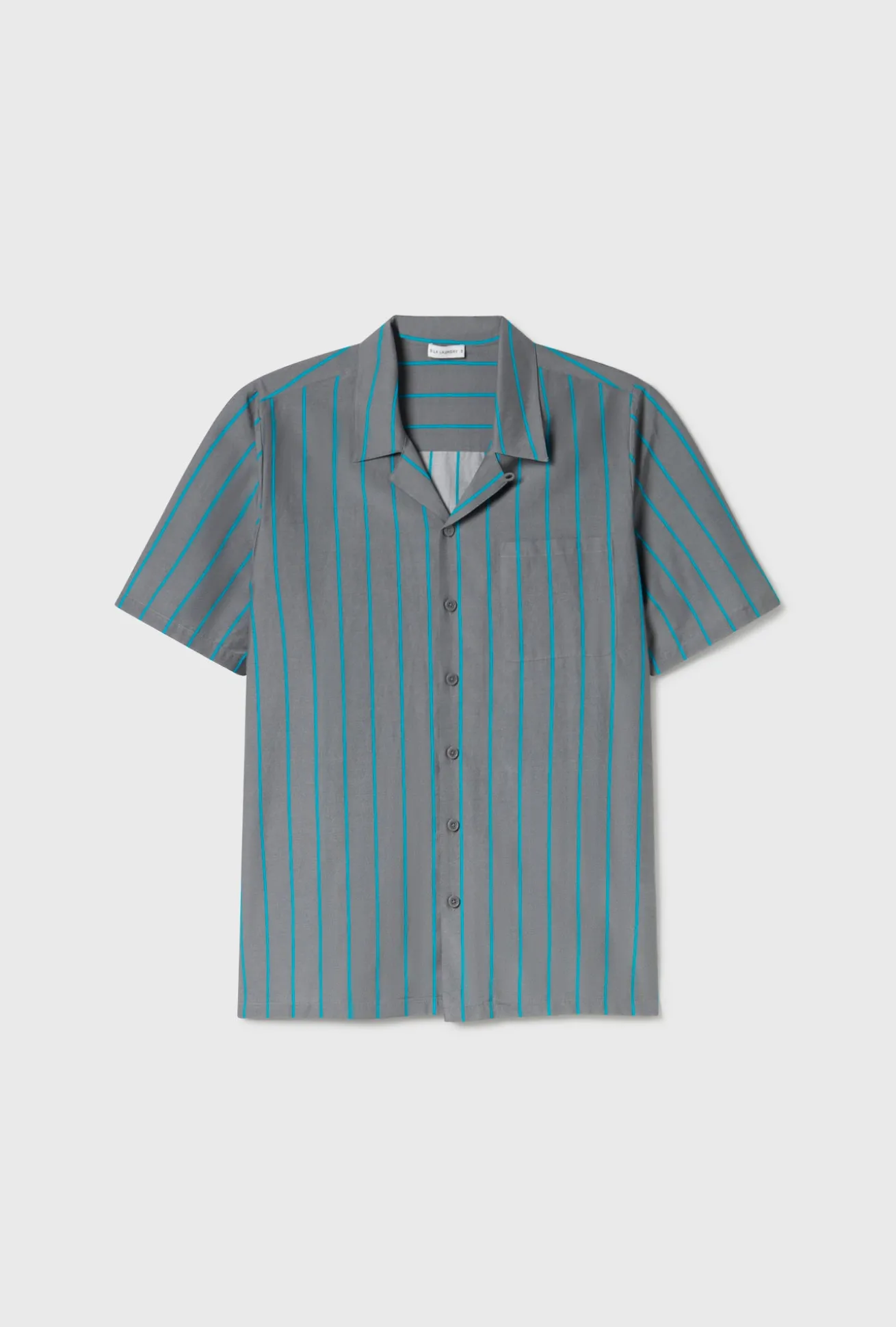 COTTON SILK CAMP SHIRT OXYGEN STRIPE