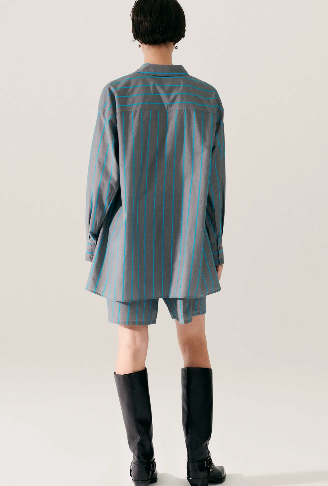 COTTON SILK MORNING SHIRT OXYGEN STRIPE