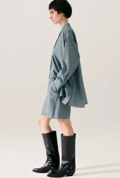 COTTON SILK MORNING SHIRT OXYGEN STRIPE