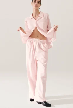 COTTON SILK PAPER BAG PANTS HYDROGEN