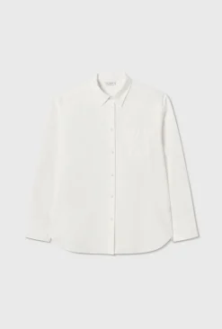 COTTON SILK PLEATED YOKE SHIRT WHITE