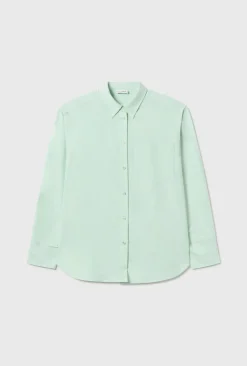 COTTON SILK PLEATED YOKE SHIRT DEW