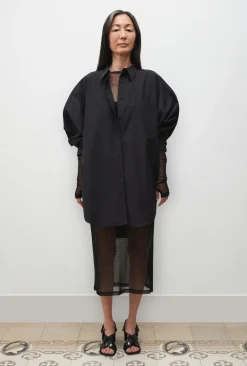 COTTON SILK ROUND SHIRT BLACK