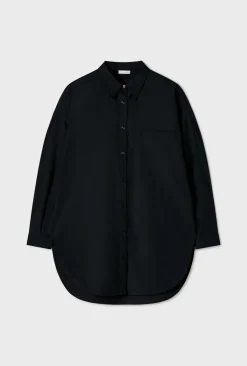 COTTON SILK ROUND SHIRT BLACK
