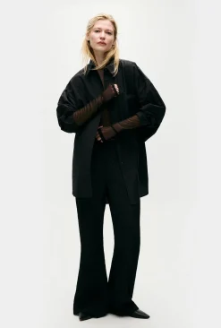COTTON SILK ROUND SHIRT BLACK
