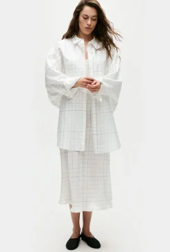 COTTON SILK ROUND SHIRT GRID