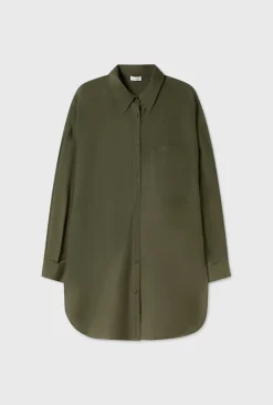 COTTON SILK ROUND SHIRT PINE