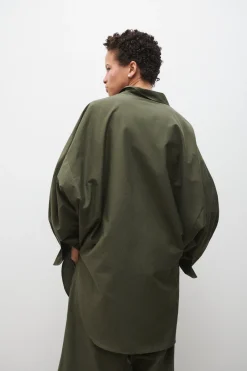 COTTON SILK ROUND SHIRT PINE