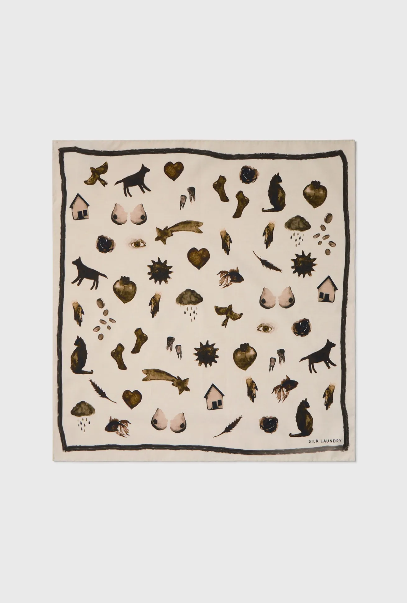 COTTON SILK SCARF MIRACLES HAZELNUT