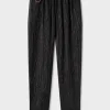CRINKLE CURVED PANTS BLACK