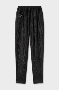 CRINKLE CURVED PANTS BLACK