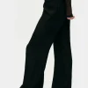 CRINKLE FLARE PANTS BLACK