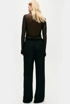 CRINKLE FLARE PANTS BLACK